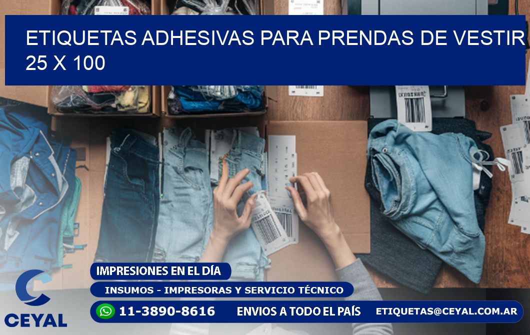 ETIQUETAS ADHESIVAS PARA PRENDAS DE VESTIR  25 x 100