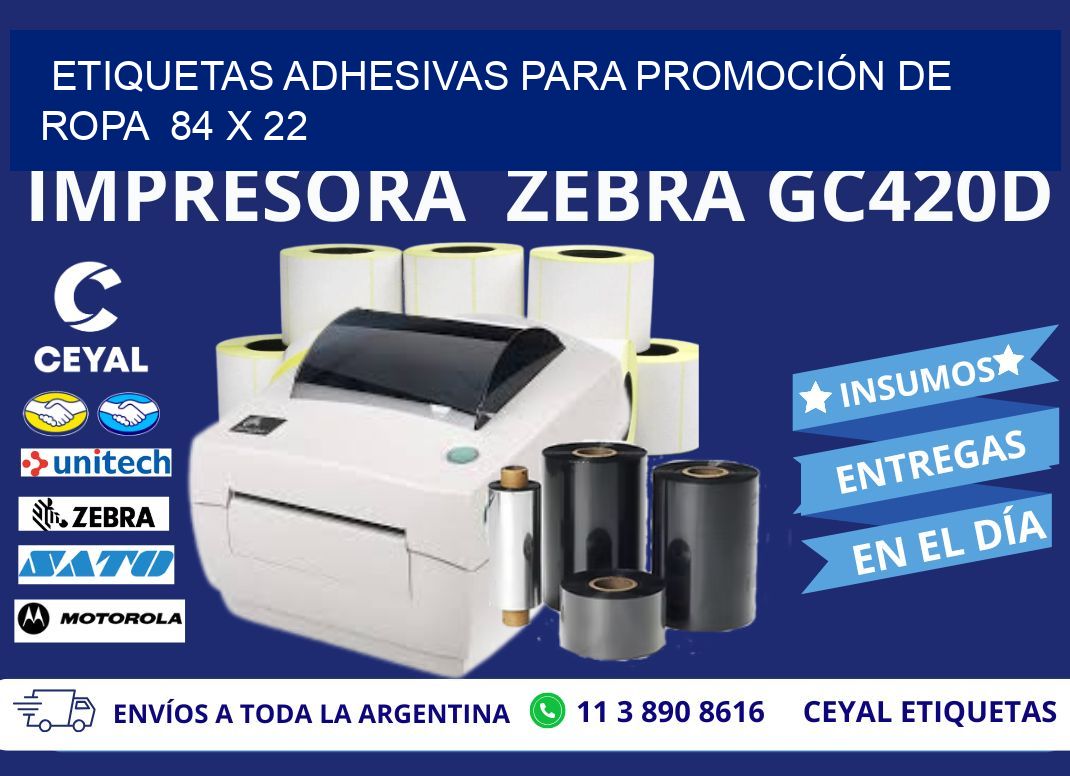 ETIQUETAS ADHESIVAS PARA PROMOCIÓN DE ROPA  84 x 22