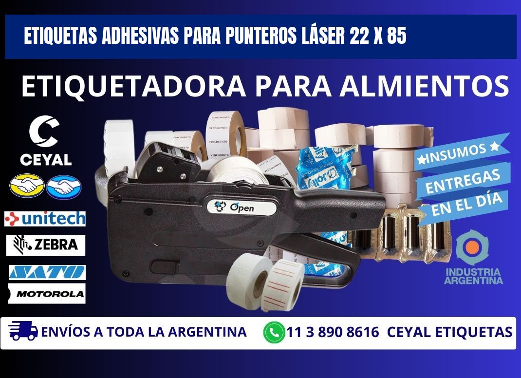 ETIQUETAS ADHESIVAS PARA PUNTEROS LÁSER 22 x 85