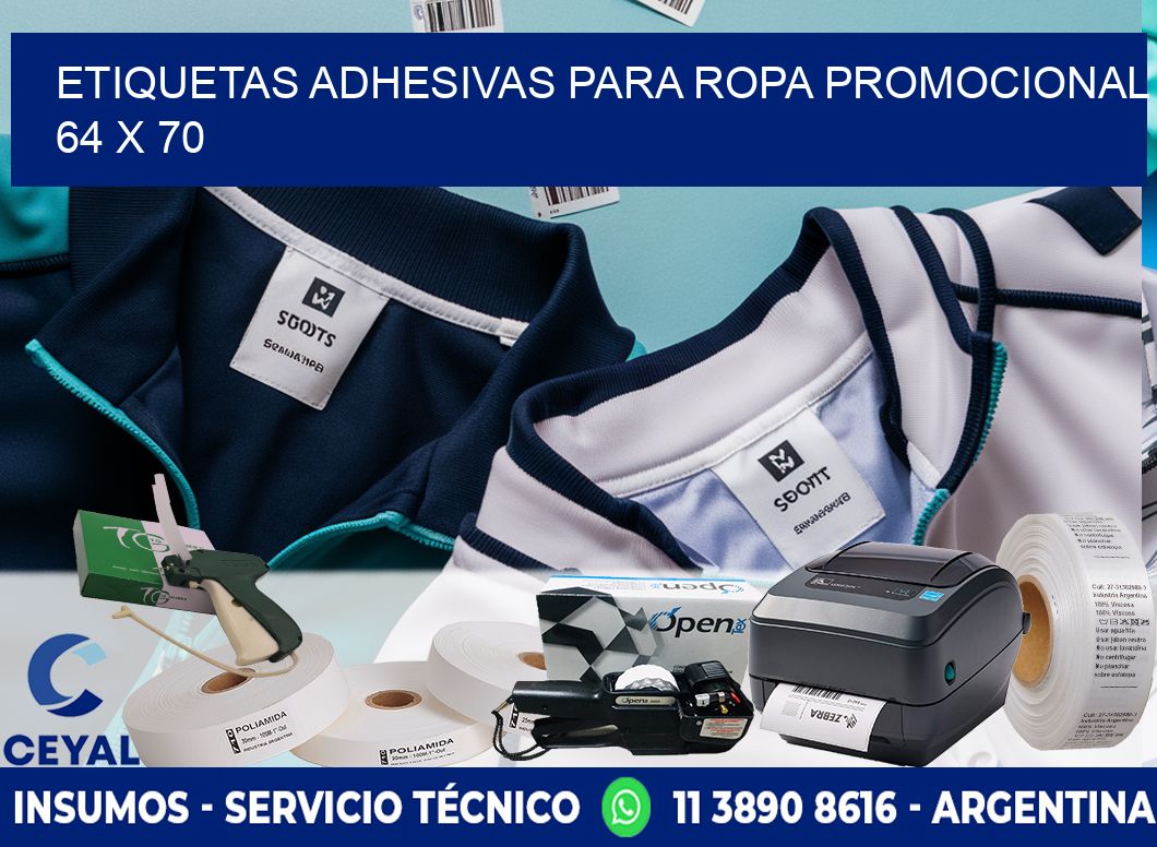 ETIQUETAS ADHESIVAS PARA ROPA PROMOCIONAL  64 x 70