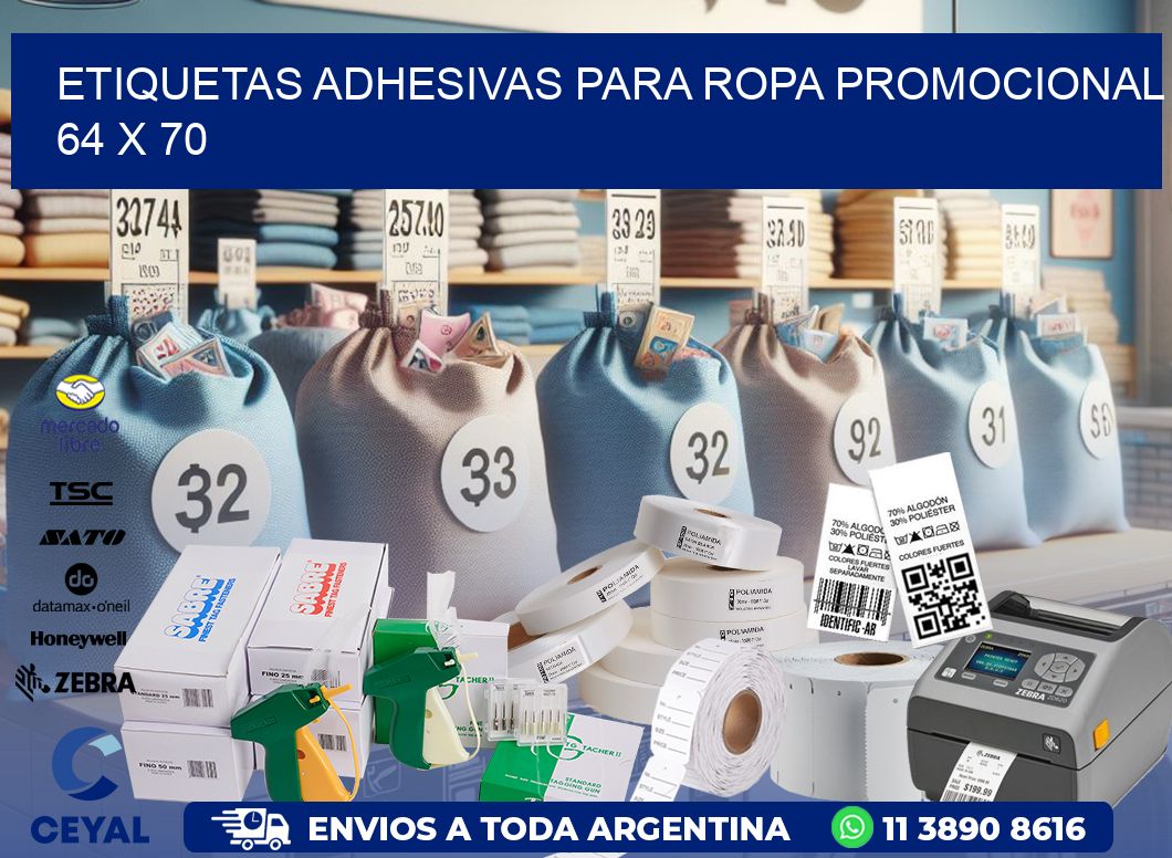 ETIQUETAS ADHESIVAS PARA ROPA PROMOCIONAL  64 x 70