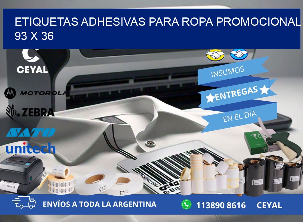 ETIQUETAS ADHESIVAS PARA ROPA PROMOCIONAL  93 x 36