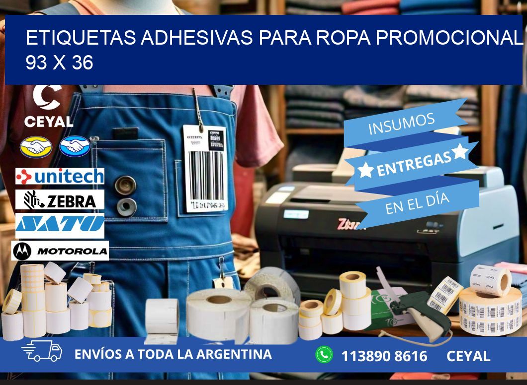 ETIQUETAS ADHESIVAS PARA ROPA PROMOCIONAL  93 x 36