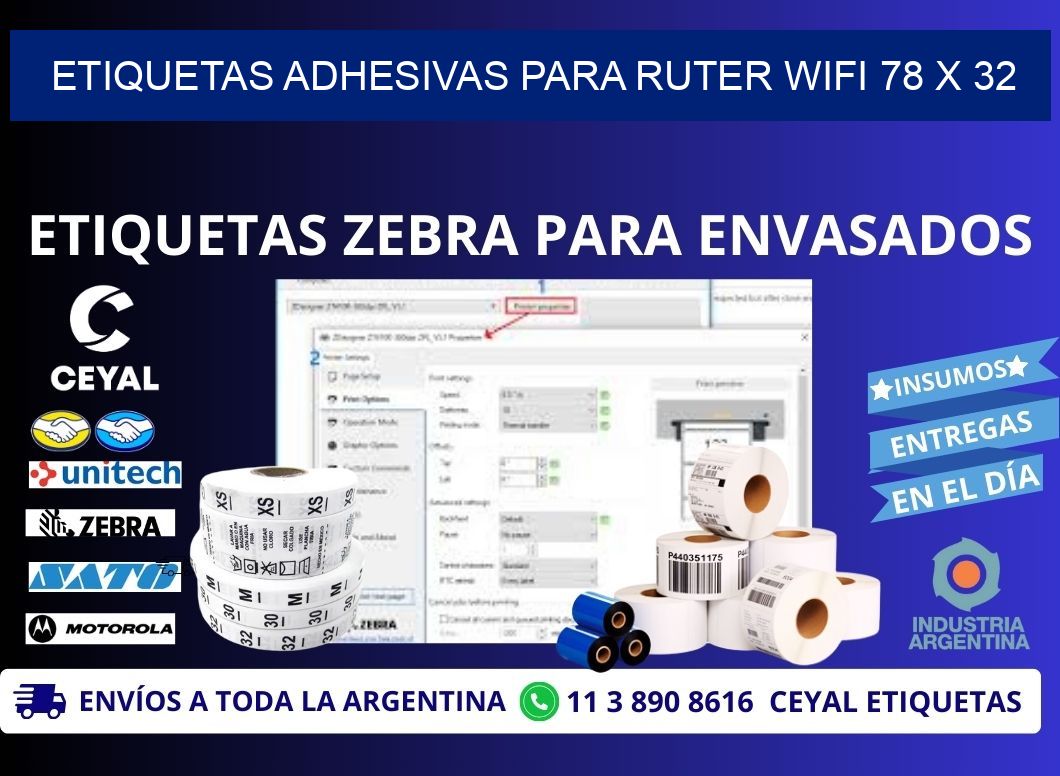 ETIQUETAS ADHESIVAS PARA RUTER WIFI 78 x 32