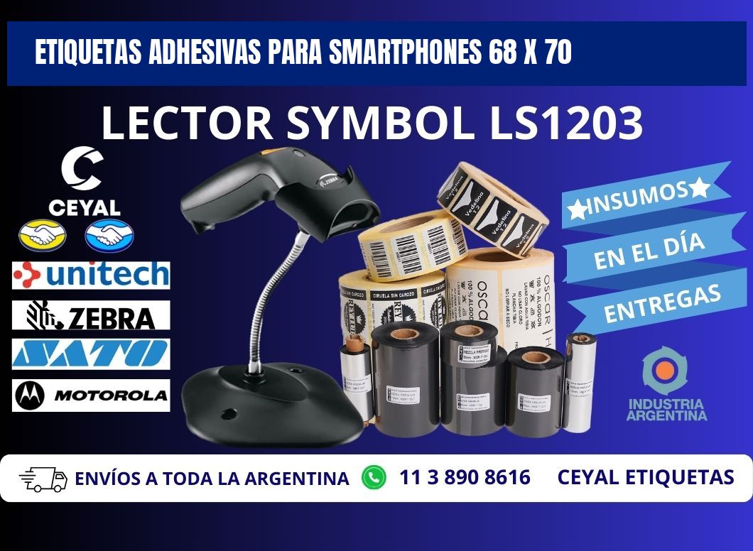 ETIQUETAS ADHESIVAS PARA SMARTPHONES 68 x 70