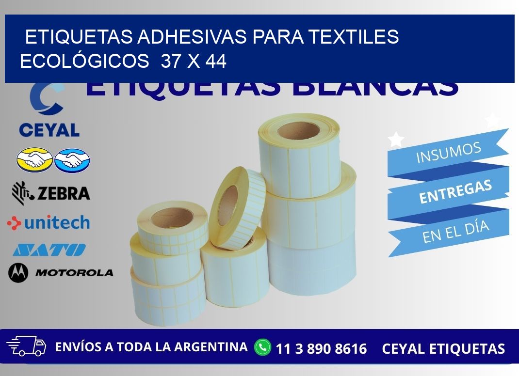 ETIQUETAS ADHESIVAS PARA TEXTILES ECOLÓGICOS  37 x 44