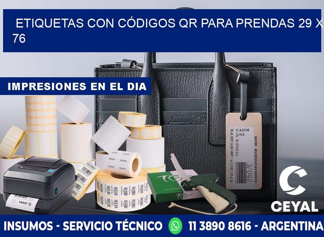 ETIQUETAS CON CÓDIGOS QR PARA PRENDAS 29 x 76