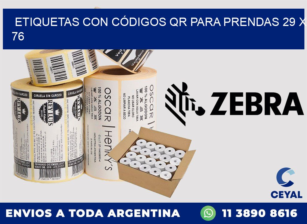 ETIQUETAS CON CÓDIGOS QR PARA PRENDAS 29 x 76