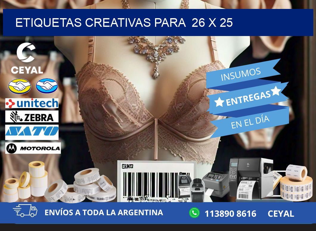 ETIQUETAS CREATIVAS PARA  26 x 25