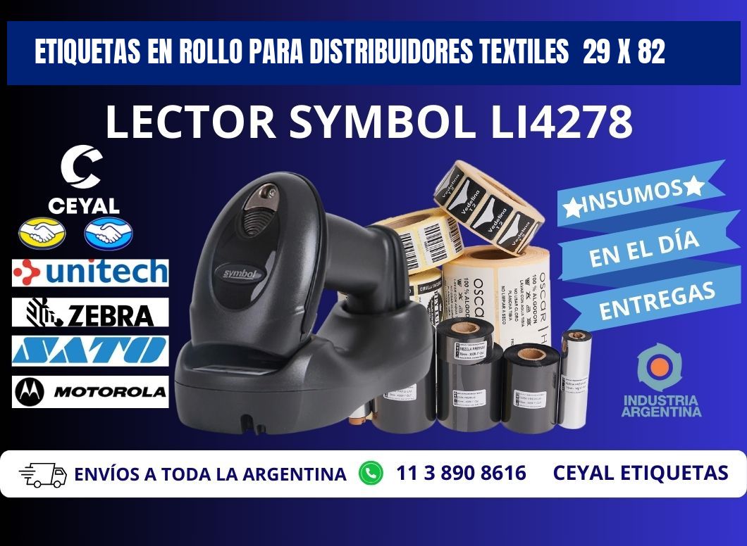 ETIQUETAS EN ROLLO PARA DISTRIBUIDORES TEXTILES  29 x 82