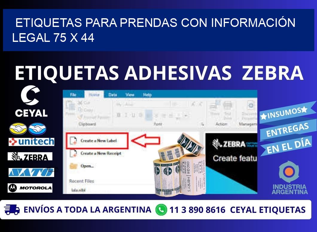 ETIQUETAS PARA PRENDAS CON INFORMACIÓN LEGAL 75 x 44