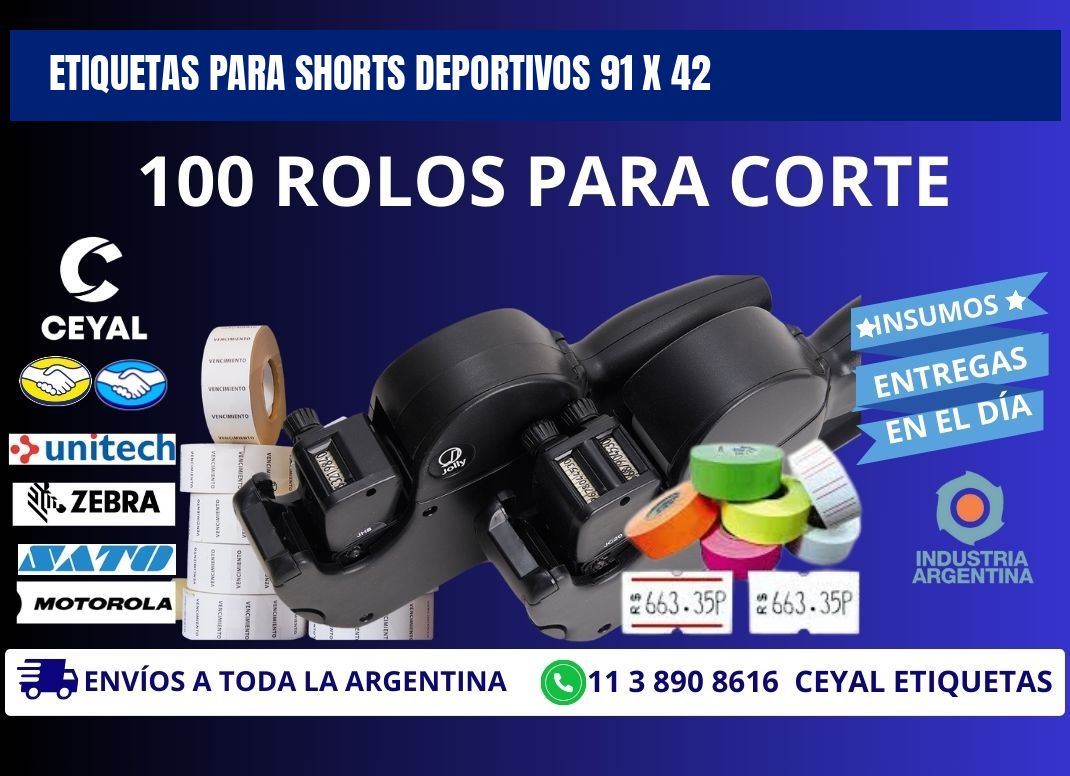 ETIQUETAS PARA SHORTS DEPORTIVOS 91 x 42