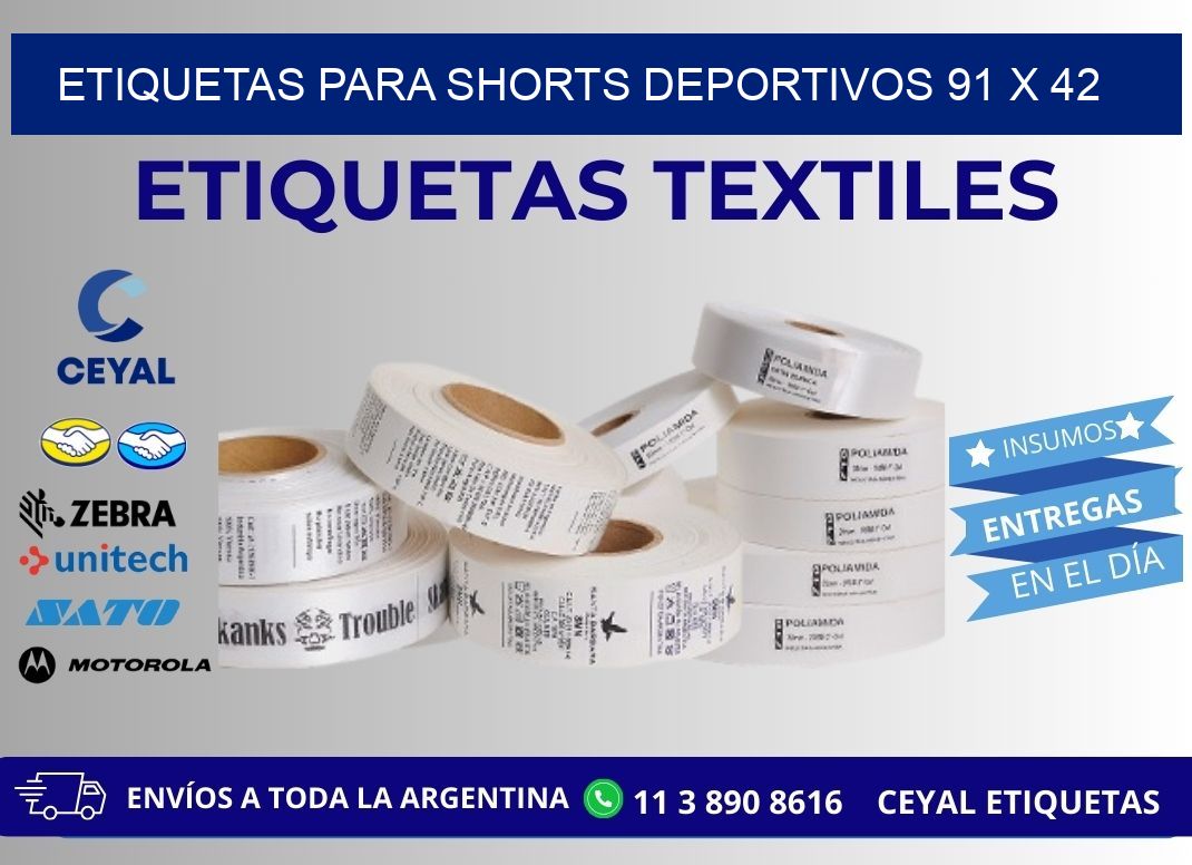 ETIQUETAS PARA SHORTS DEPORTIVOS 91 x 42