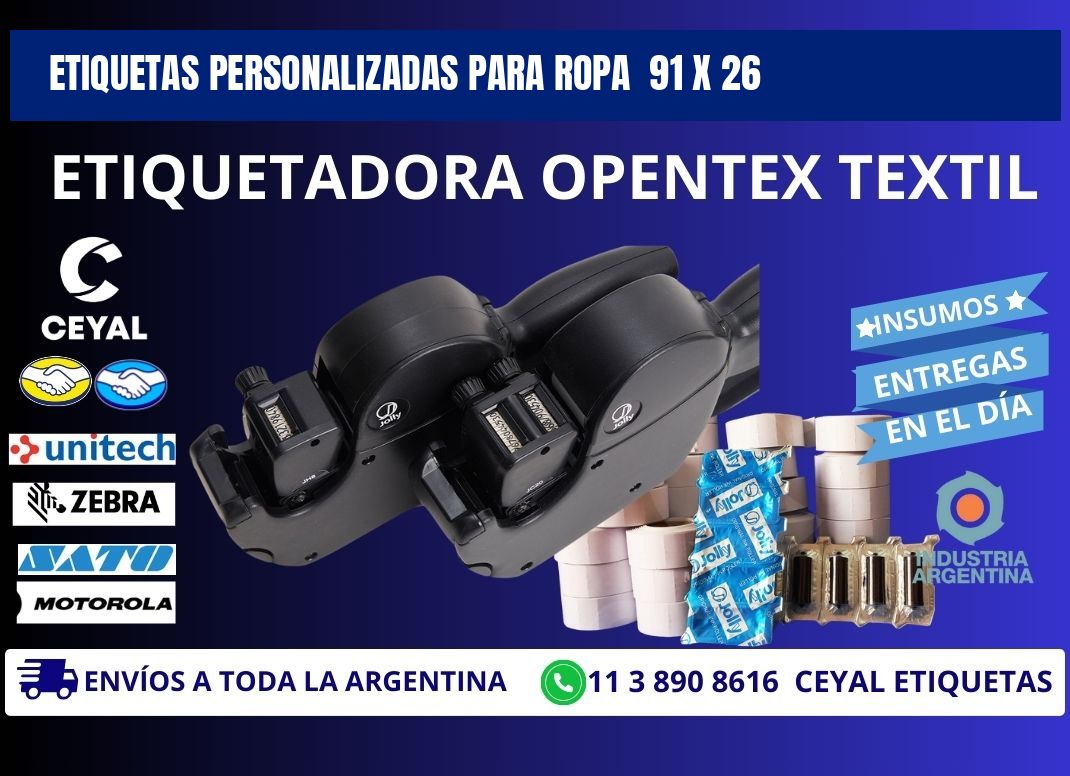 ETIQUETAS PERSONALIZADAS PARA ROPA  91 x 26