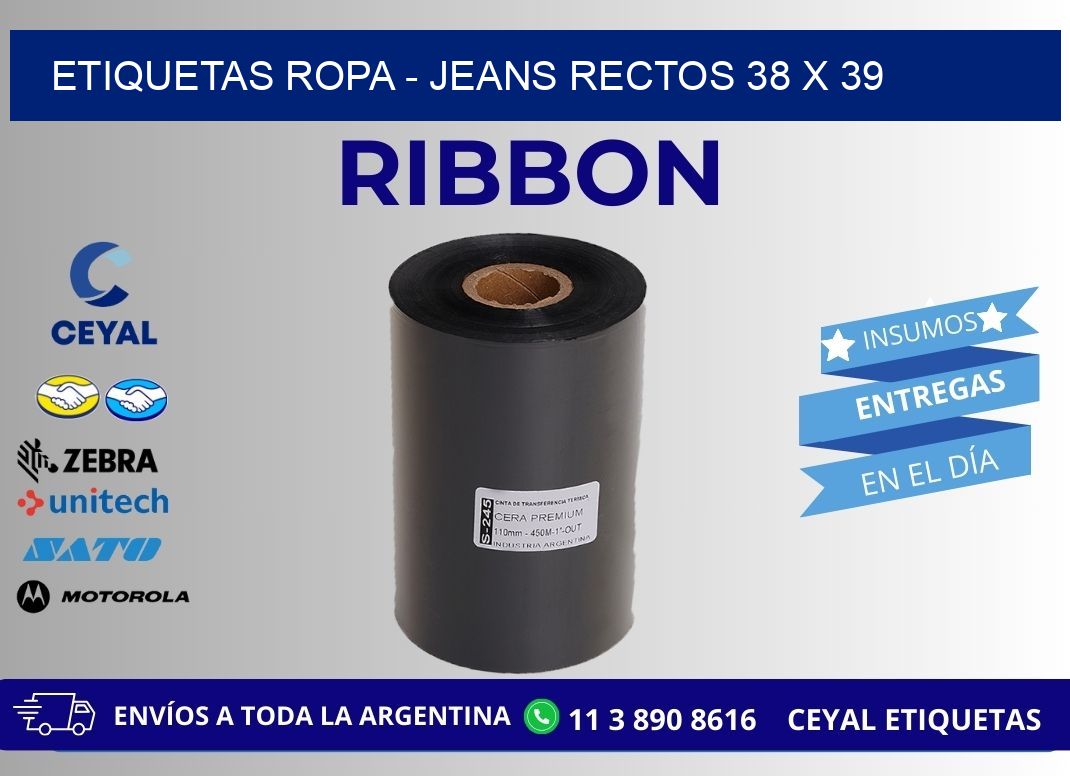 ETIQUETAS ROPA - JEANS RECTOS 38 x 39