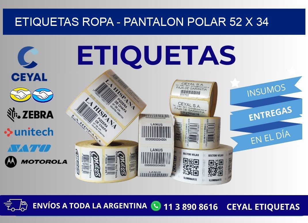 ETIQUETAS ROPA - PANTALON POLAR 52 x 34