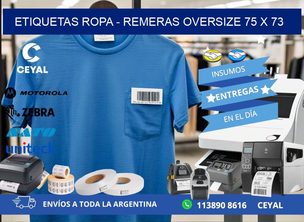 ETIQUETAS ROPA - REMERAS OVERSIZE 75 x 73