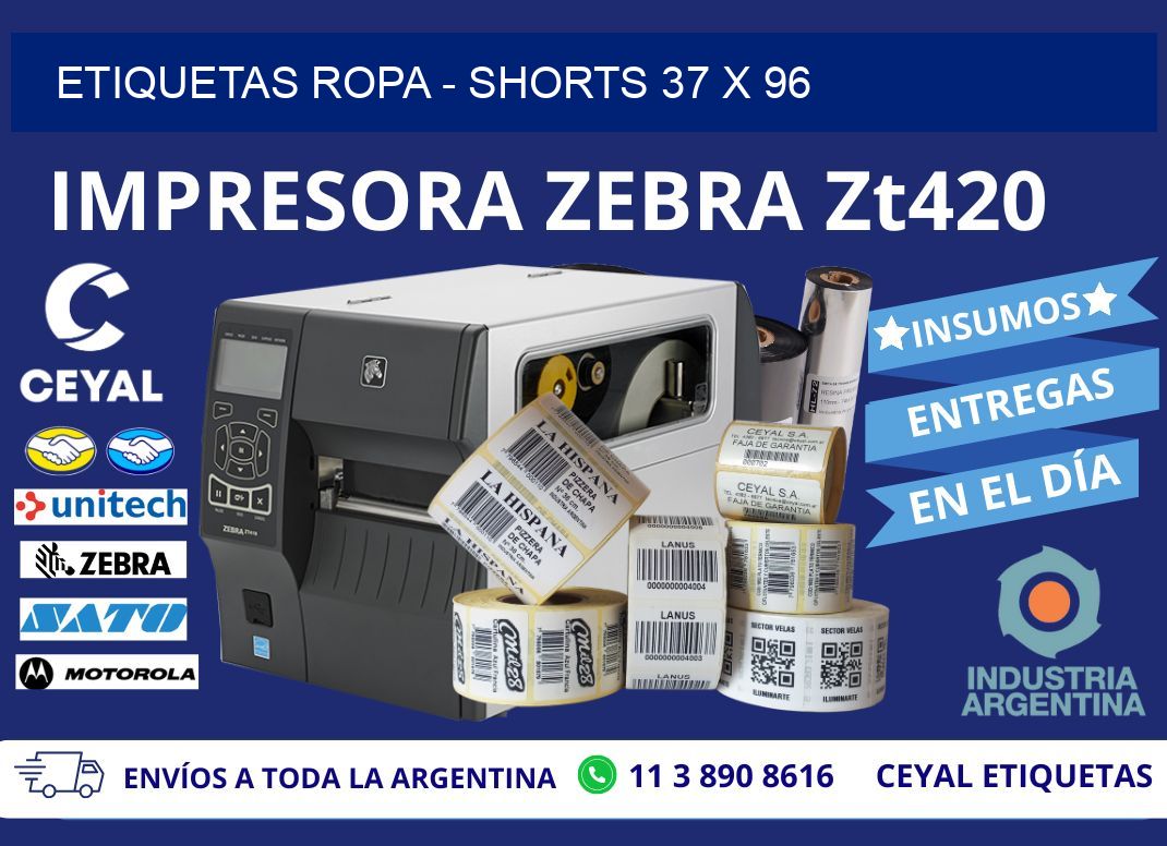 ETIQUETAS ROPA - SHORTS 37 x 96