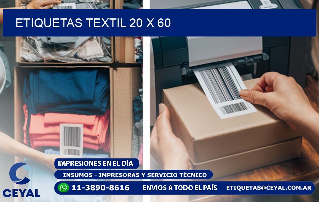 ETIQUETAS TEXTIL 20 x 60