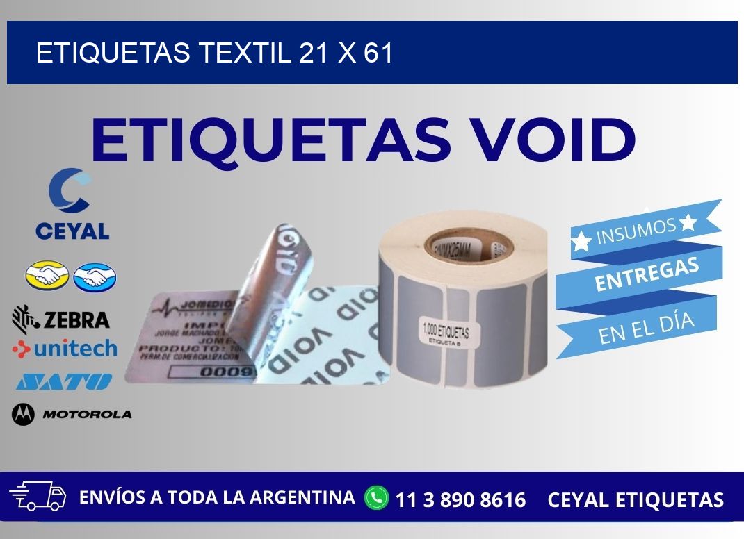 ETIQUETAS TEXTIL 21 x 61