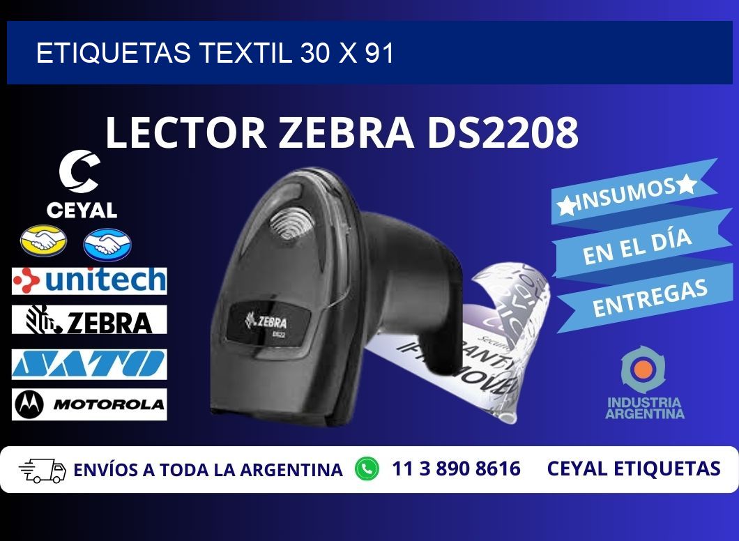 ETIQUETAS TEXTIL 30 x 91