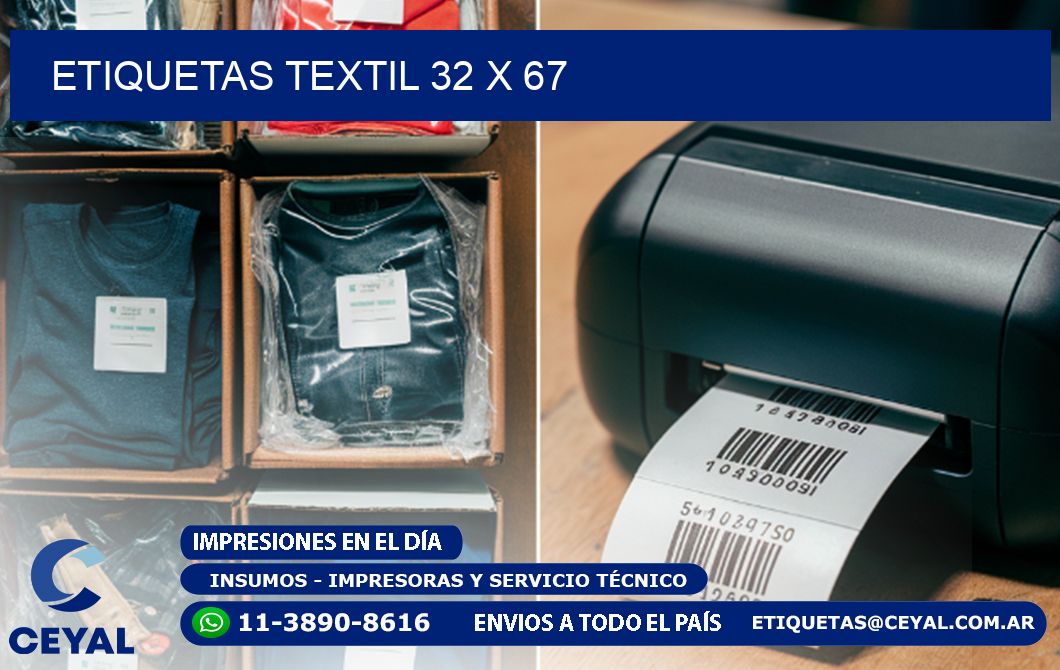 ETIQUETAS TEXTIL 32 x 67