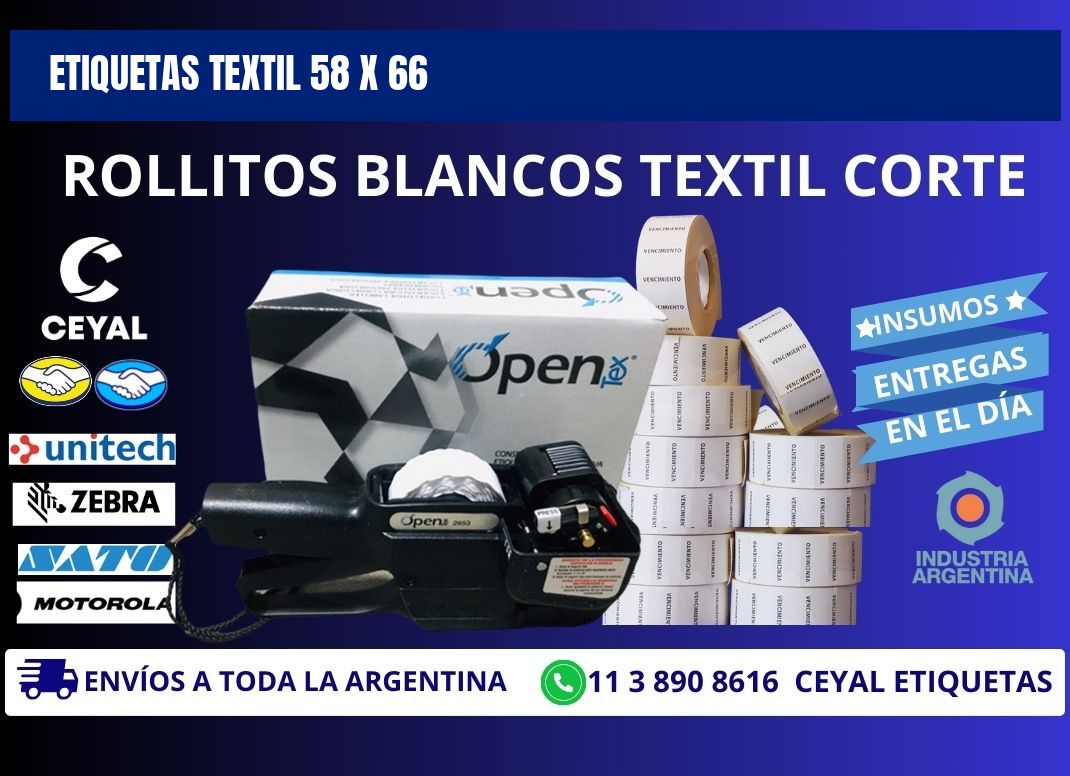 ETIQUETAS TEXTIL 58 x 66