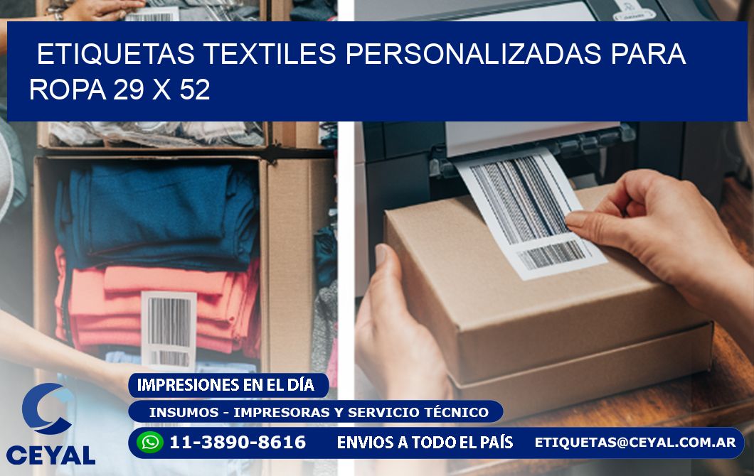 ETIQUETAS TEXTILES PERSONALIZADAS PARA ROPA 29 x 52