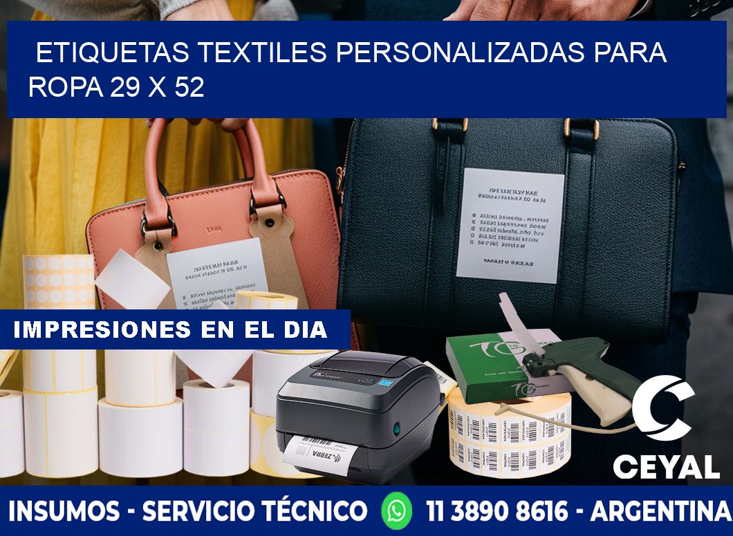 ETIQUETAS TEXTILES PERSONALIZADAS PARA ROPA 29 x 52