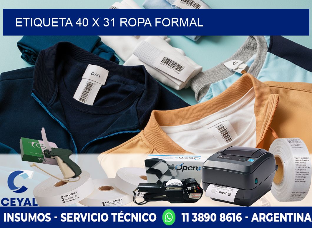 Etiqueta 40 x 31 ropa formal