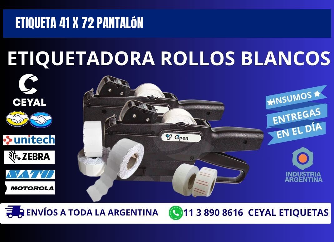 Etiqueta 41 x 72 pantalón