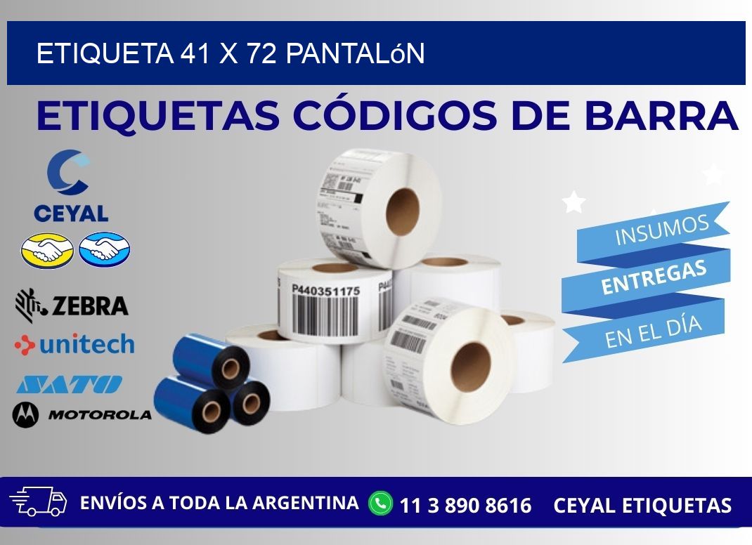 Etiqueta 41 x 72 pantalón