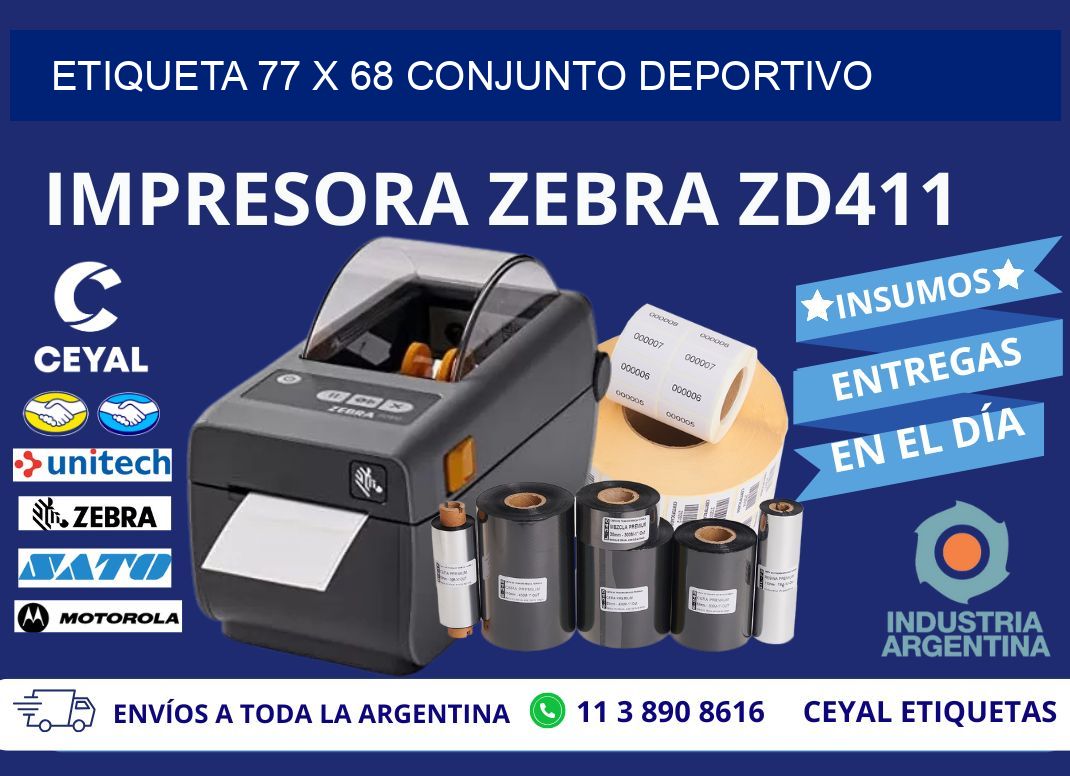 Etiqueta 77 x 68 conjunto deportivo