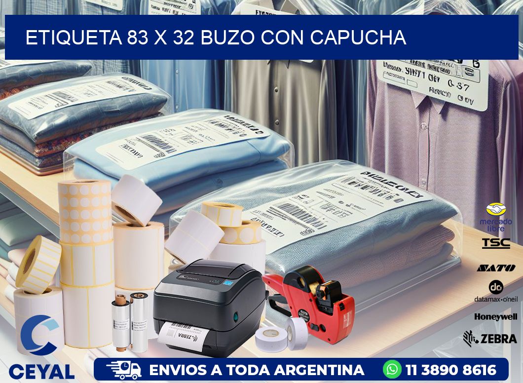 Etiqueta 83 x 32 buzo con capucha