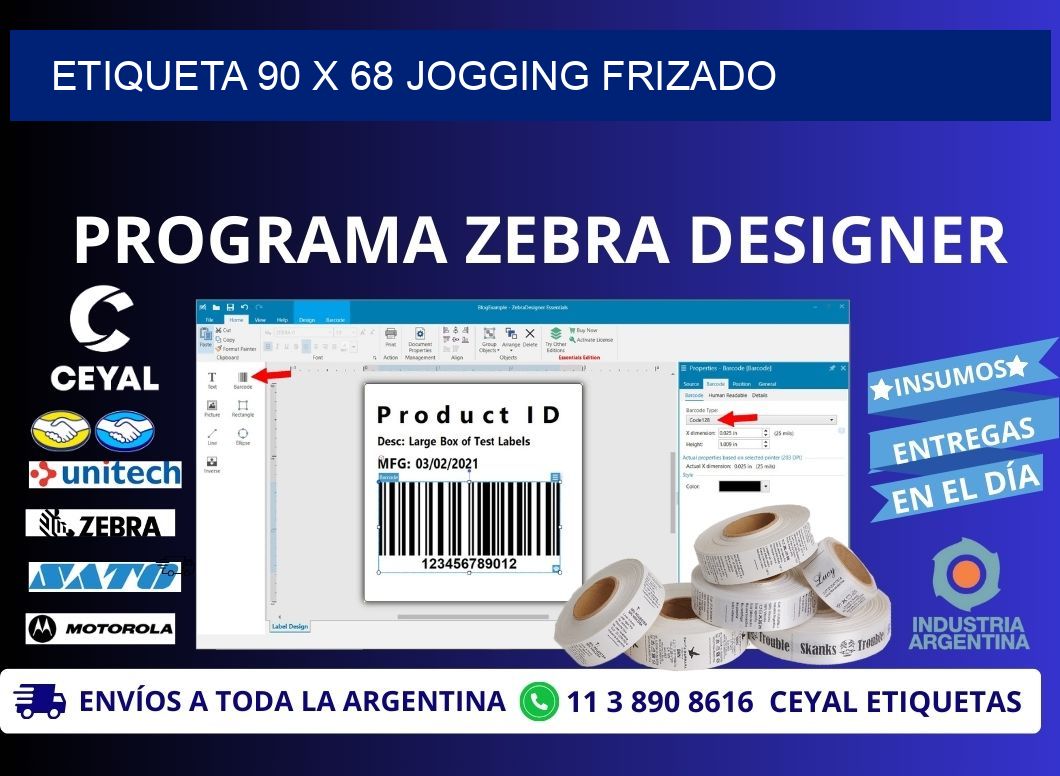 Etiqueta 90 x 68 jogging frizado