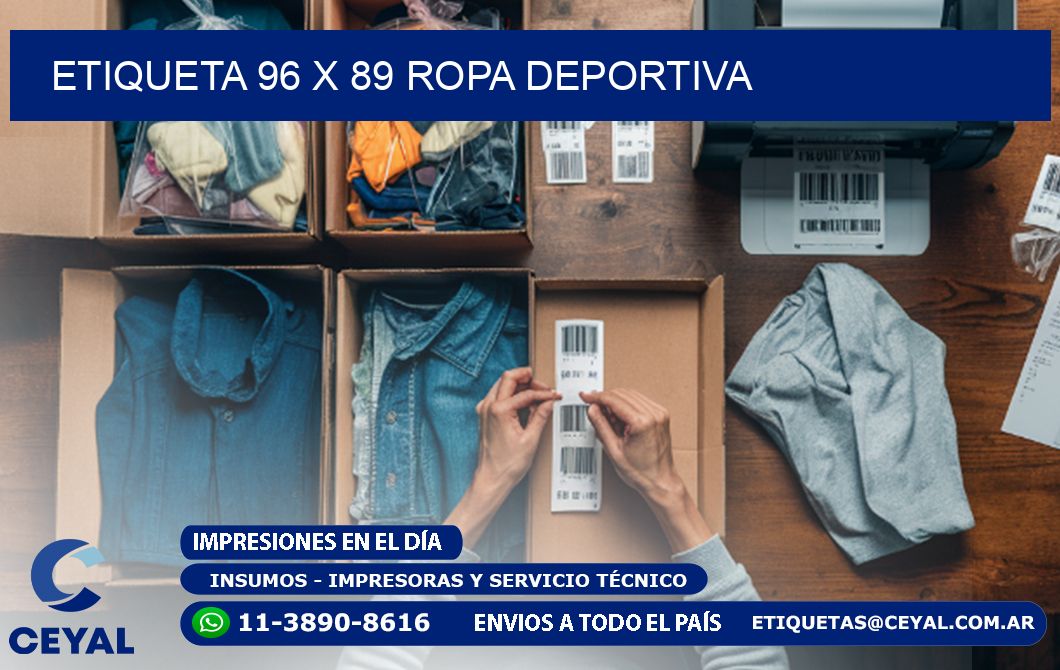 Etiqueta 96 x 89 ropa deportiva