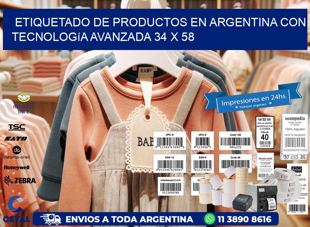 Etiquetado de Productos en Argentina con Tecnología Avanzada 34 x 58