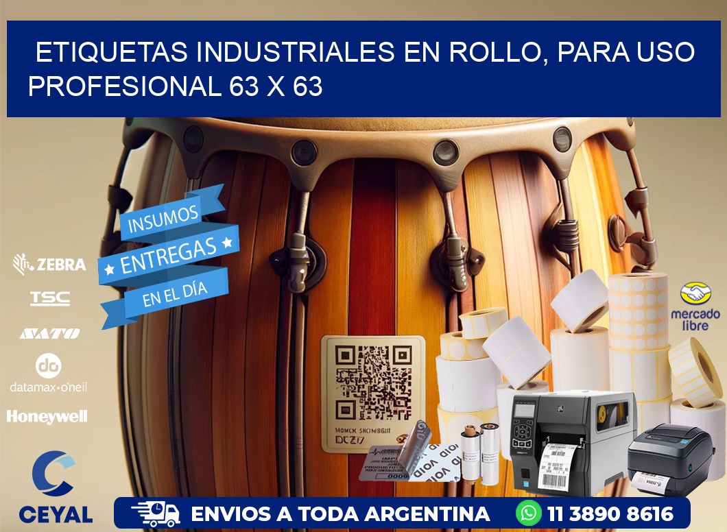 Etiquetas Industriales en Rollo, Para Uso Profesional 63 x 63