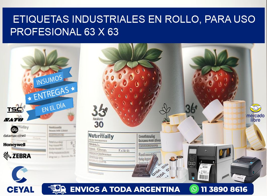 Etiquetas Industriales en Rollo, Para Uso Profesional 63 x 63