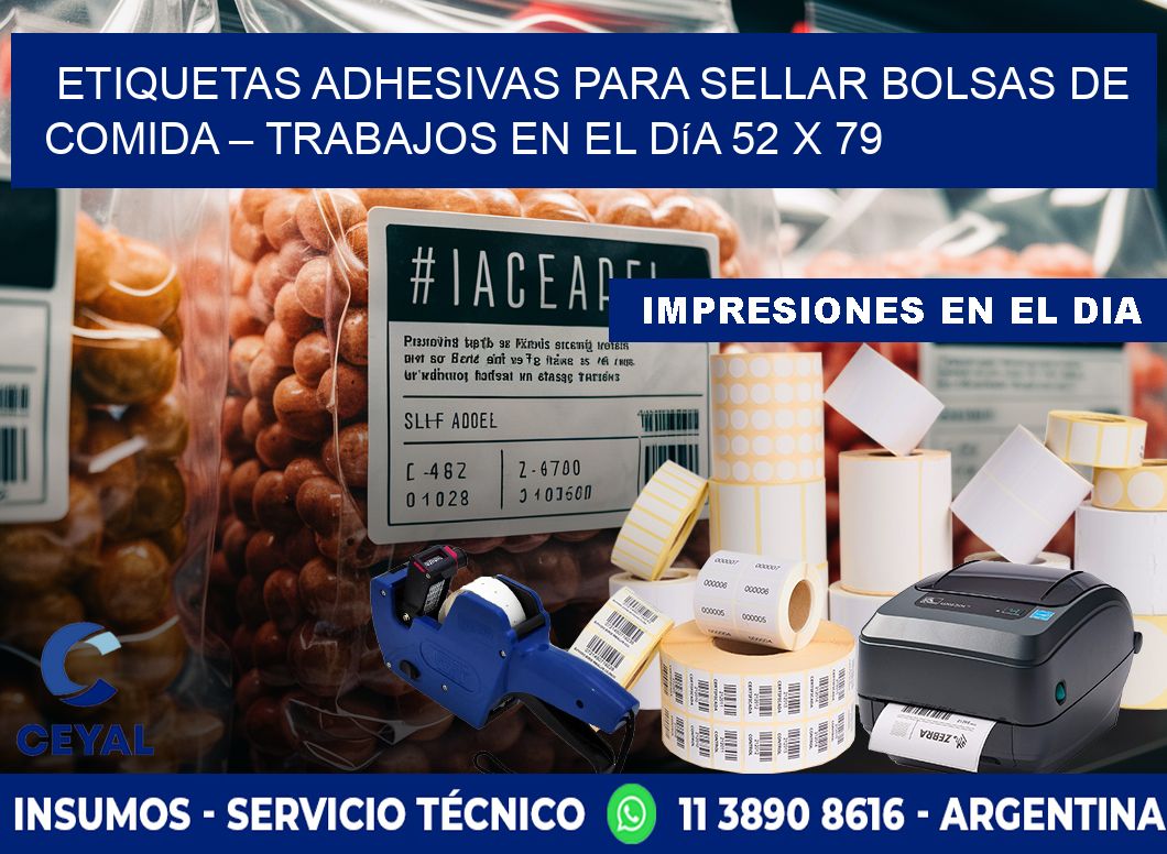 Etiquetas adhesivas para sellar bolsas de comida – Trabajos en el día 52 x 79