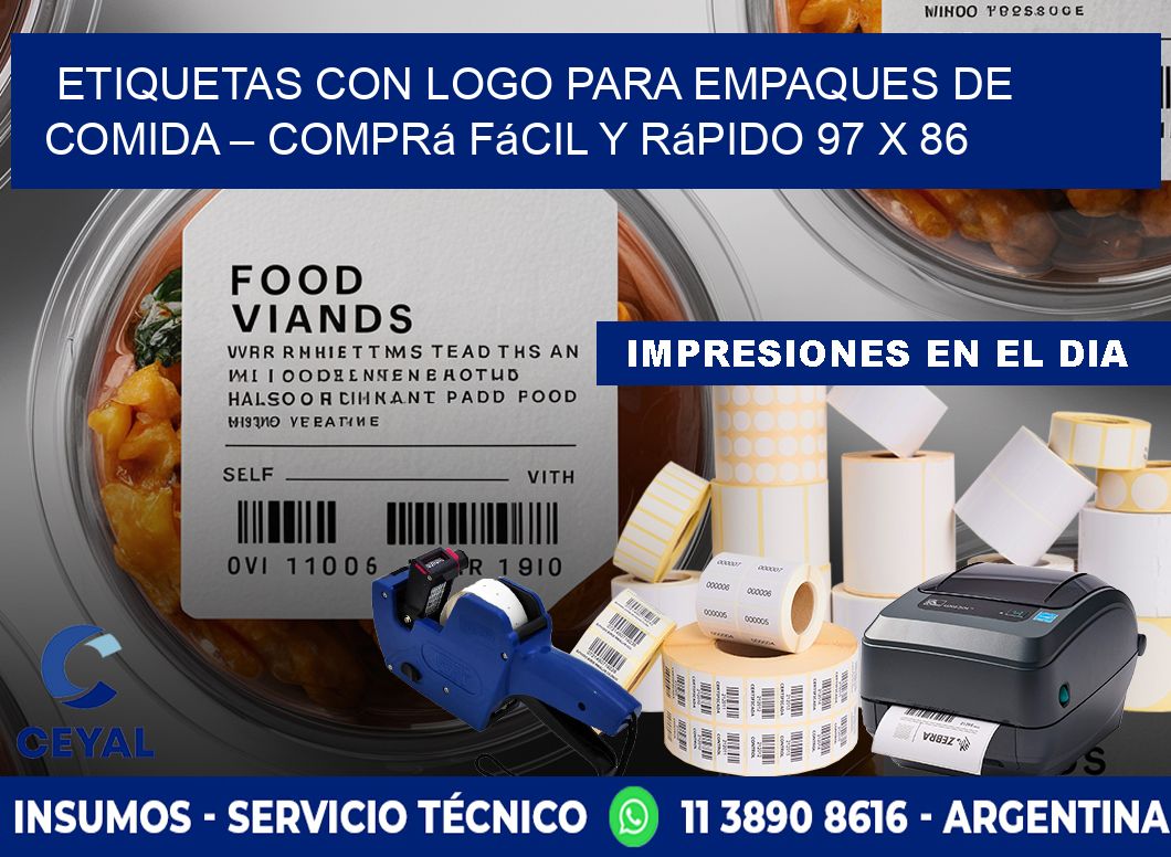 Etiquetas con logo para empaques de comida – Comprá fácil y rápido 97 x 86