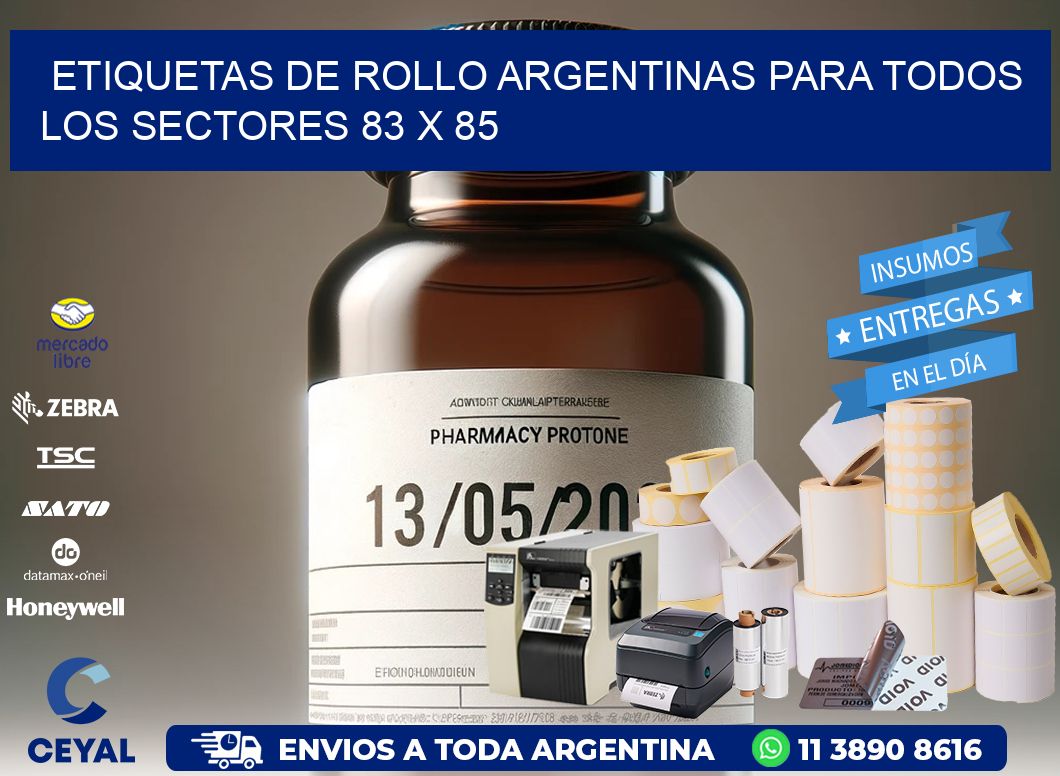 Etiquetas de Rollo Argentinas para Todos los Sectores 83 x 85