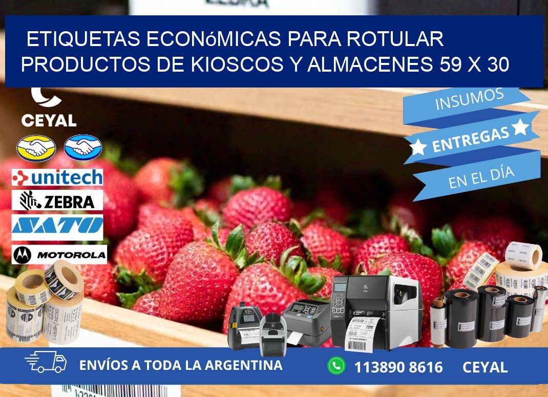 Etiquetas económicas para rotular productos de kioscos y almacenes 59 x 30