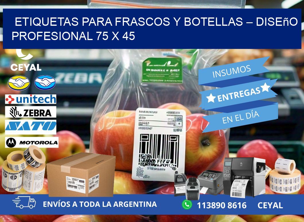 Etiquetas para frascos y botellas – Diseño profesional 75 x 45