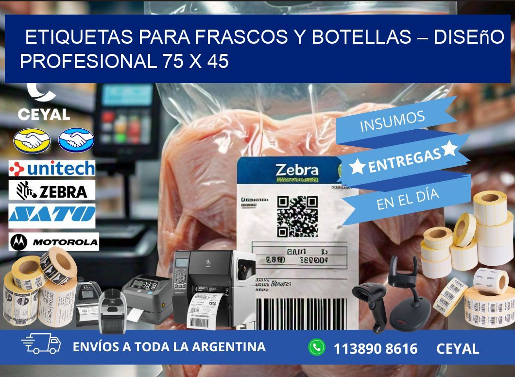 Etiquetas para frascos y botellas – Diseño profesional 75 x 45