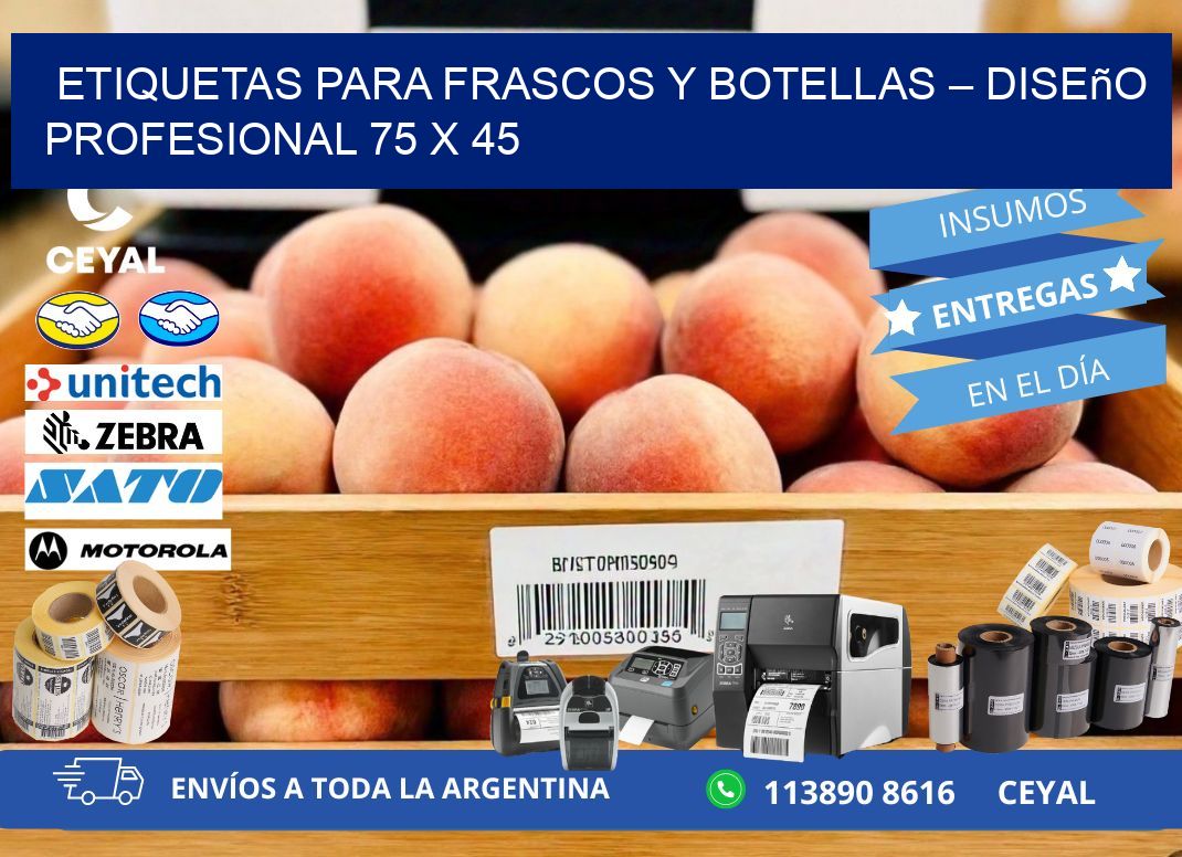 Etiquetas para frascos y botellas – Diseño profesional 75 x 45