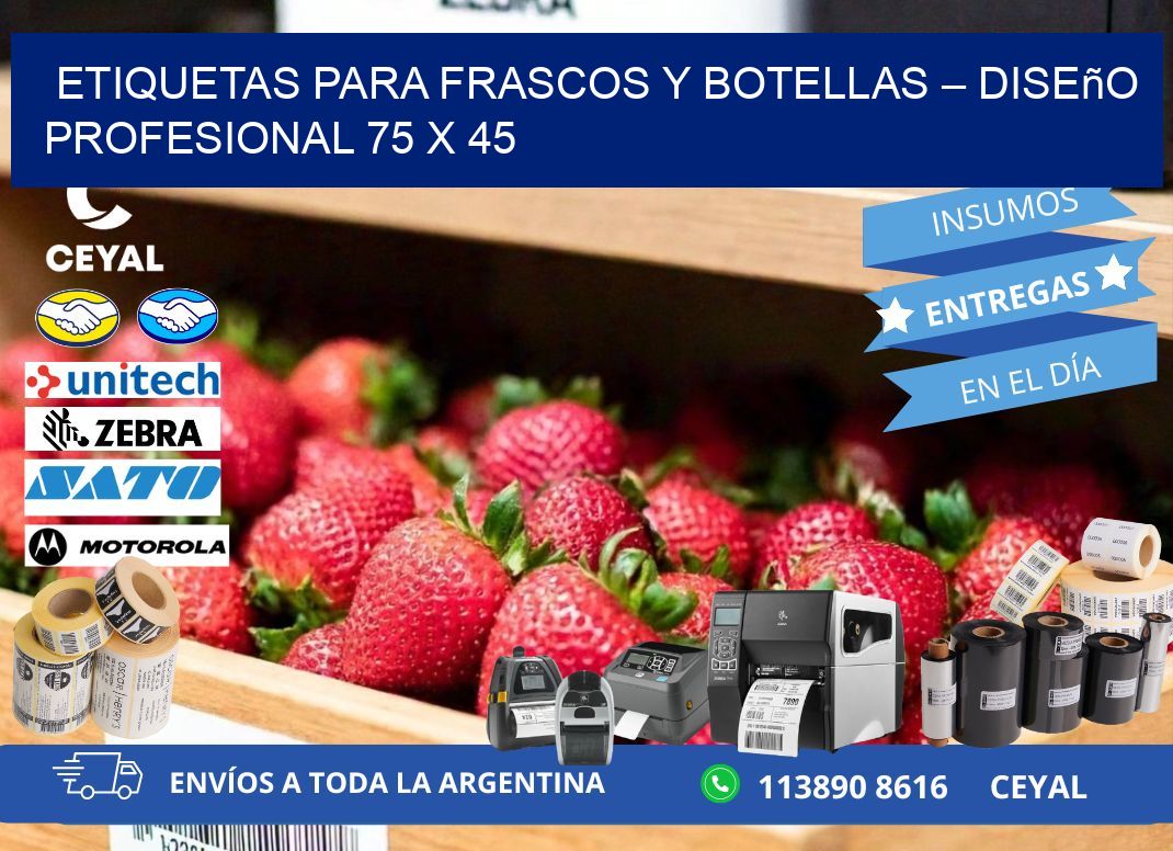 Etiquetas para frascos y botellas – Diseño profesional 75 x 45