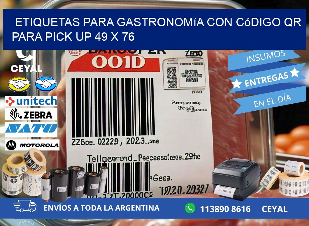 Etiquetas para gastronomía con código QR para pick up 49 x 76