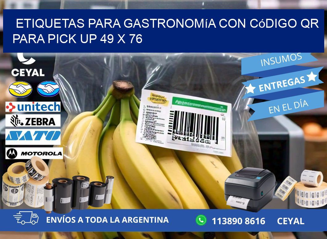 Etiquetas para gastronomía con código QR para pick up 49 x 76