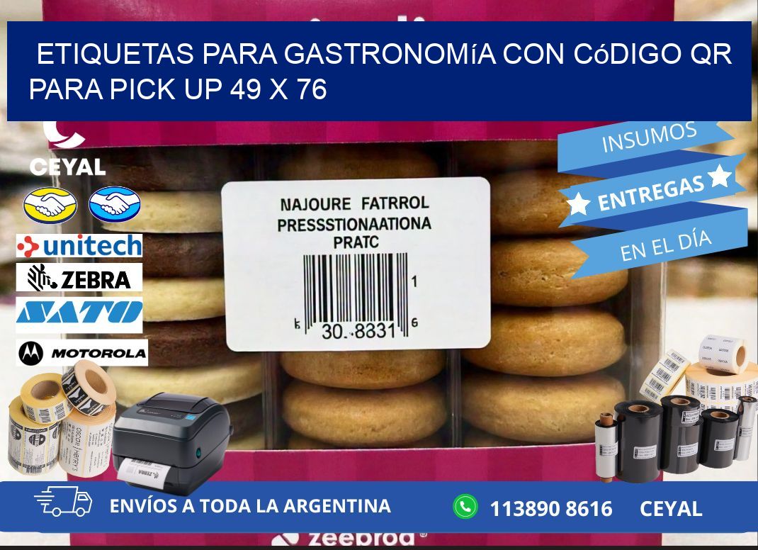 Etiquetas para gastronomía con código QR para pick up 49 x 76